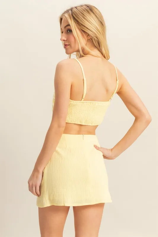 Fortuna Ruched Bra Top and Mini Skirt Set — view 3