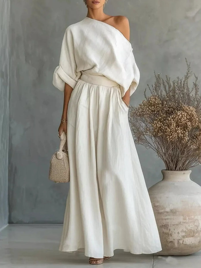 Maat One Shoulder Top and Wide Leg Pants Set