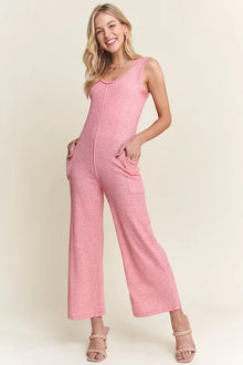 Hera Ribbed V-Neck Wide Leg Jumpsuit with Pockets — thumbnail 7