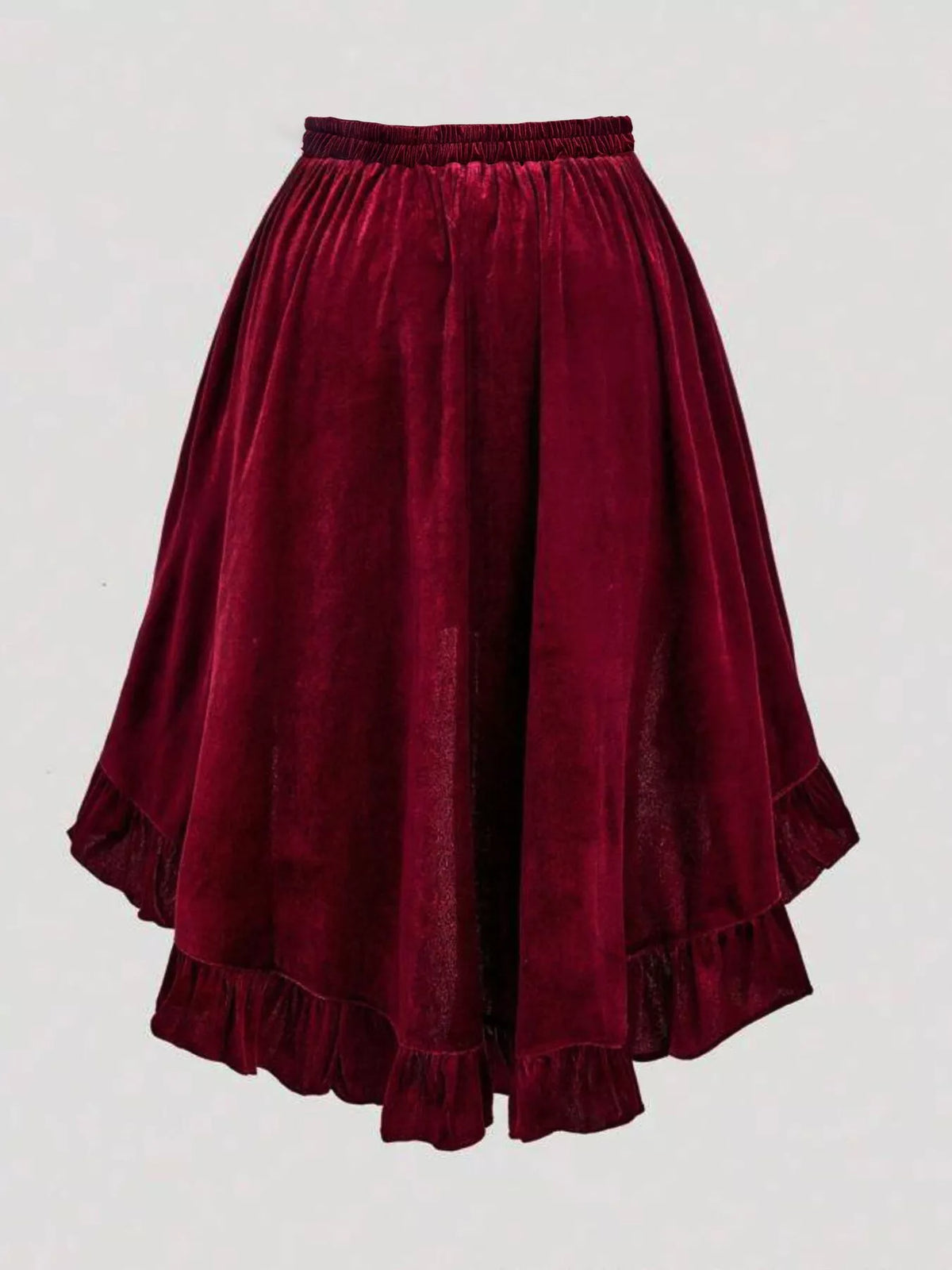 Aurora Ruffled Velvet Elastic Waist Skirt — view 7