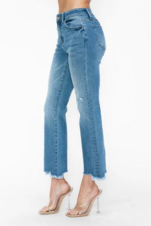 Artemis Raw Hem Distressed Mid Rise Crop Jeans — thumbnail 8