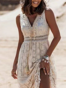 Isis Lace V-Neck Sleeveless Maxi Dress — thumbnail 3