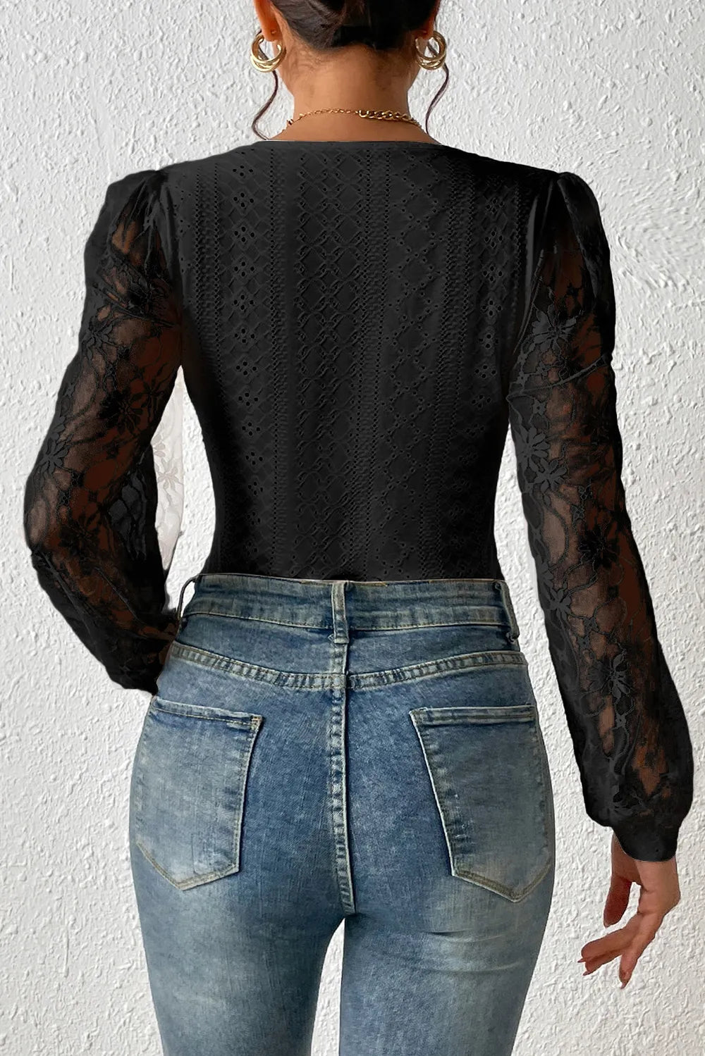 Brigid Eyelet Lace Long Sleeve Bodysuit — view 19