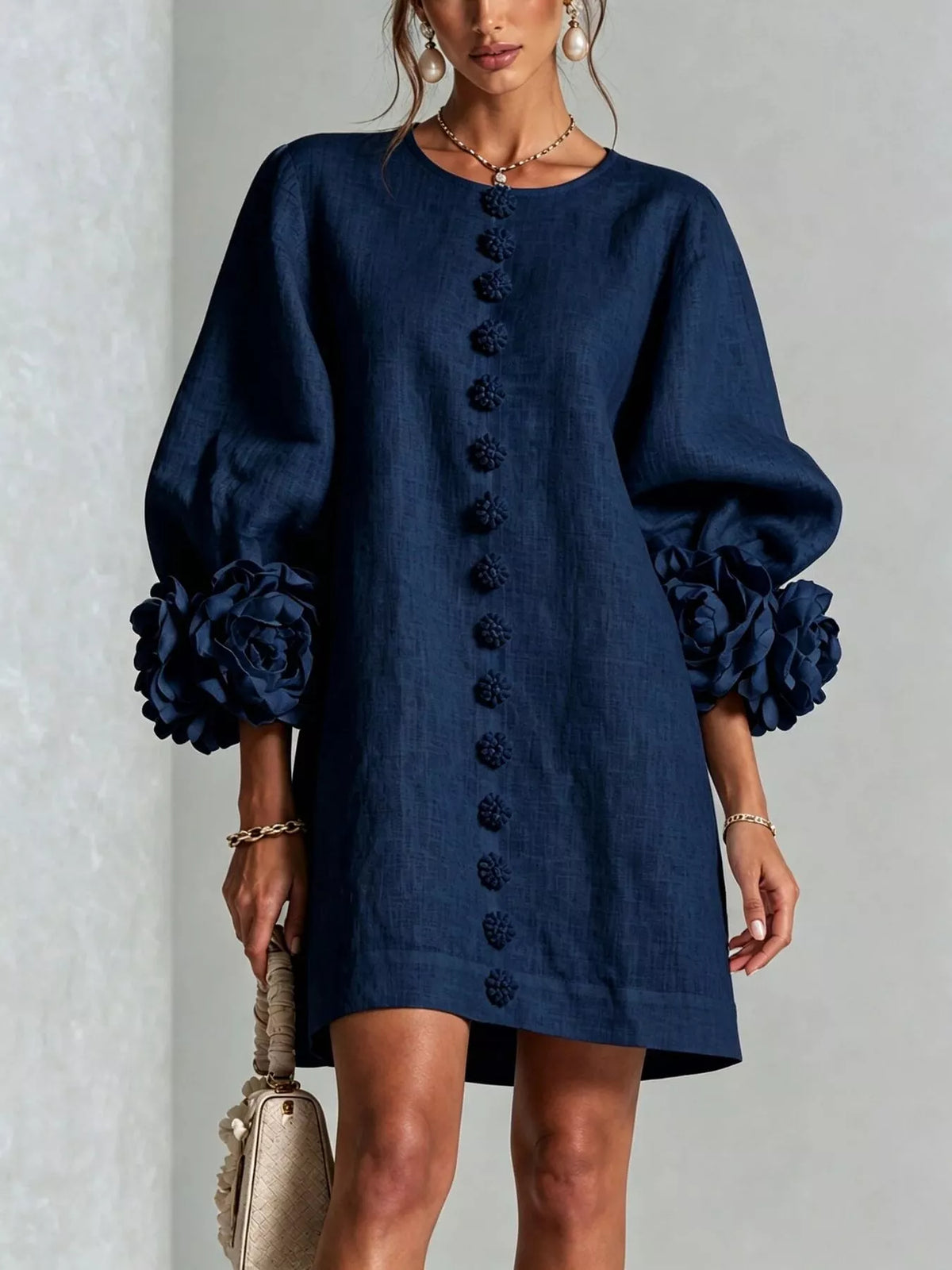 Olwen 3D Floral 3/4 Sleeve Mini Dress — view 21