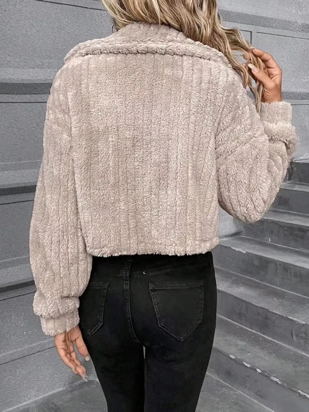 Eir Button Up Long Sleeve Fuzzy Outerwear — view 2