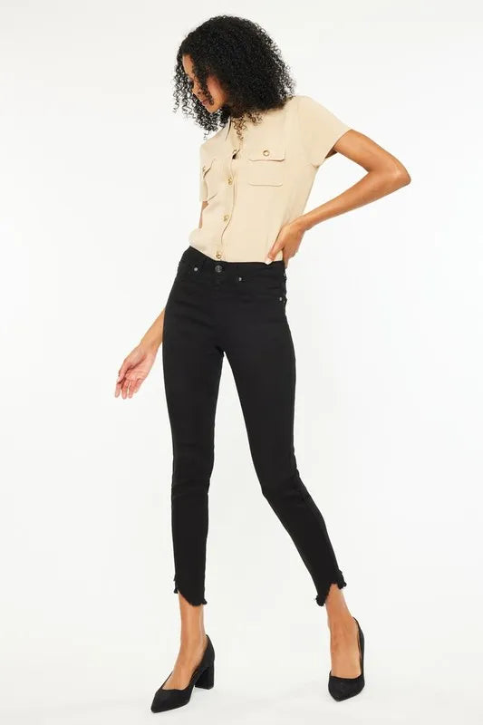 Artemis High Rise Frayed Hem Skinny Jeans — view 3