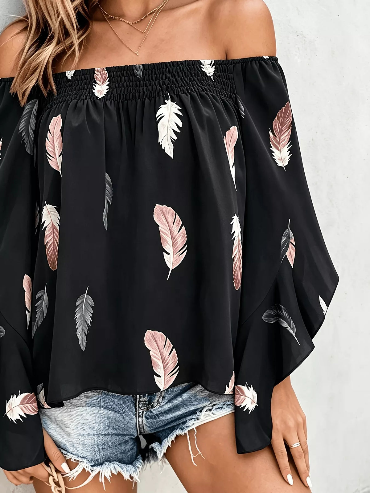 Eir Printed Off Shoulder Blouse — view 16