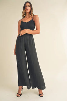 Rhiannon Smocked Bralette Crop Top and Wide Leg Pants Set — thumbnail 2