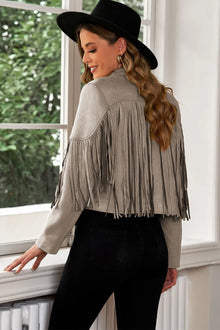 Athena Fringe Trim Lapel Collar Cropped Blazer — thumbnail 7