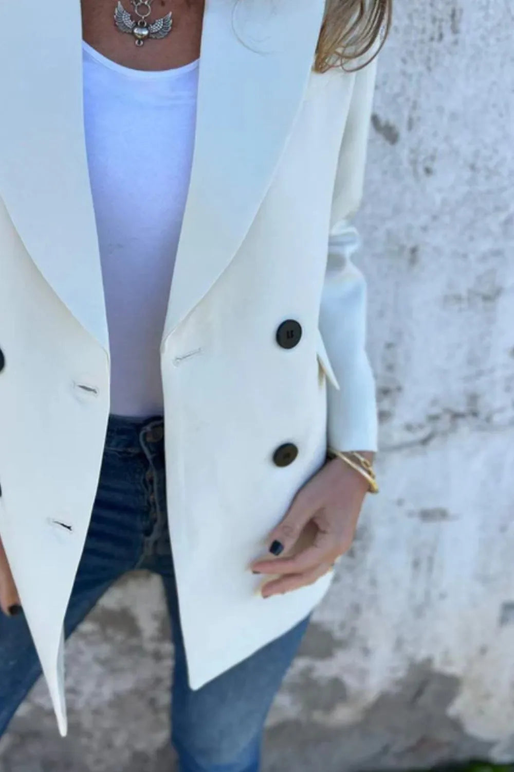 Athena Collared Neck Long Sleeve Blazer — view 3