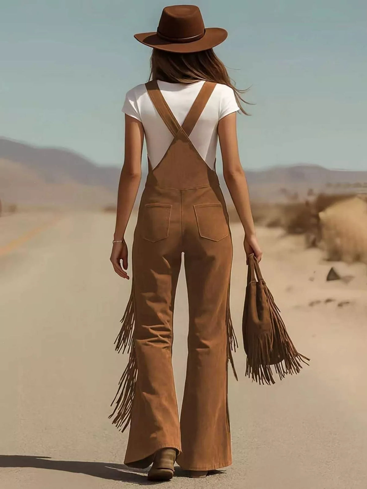 Freya Fringe Detail Flare Leg Overalls — view 8
