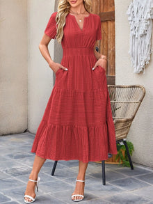 Sekhmet Tiered Notched Short Sleeve Dress — thumbnail 16