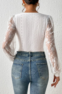 Brigid Eyelet Lace Long Sleeve Bodysuit — thumbnail 7