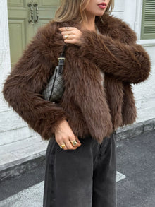 Durga Open Front Faux Fur Cropped Jacket — thumbnail 3