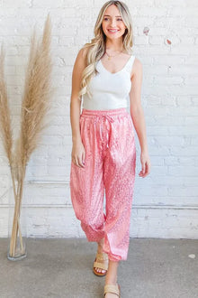 Lakshmi Satin Leopard Print Joggers — thumbnail 5