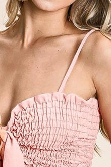 Hathor Woven Color Block Smocked with Ribbon Bra Top — thumbnail 2