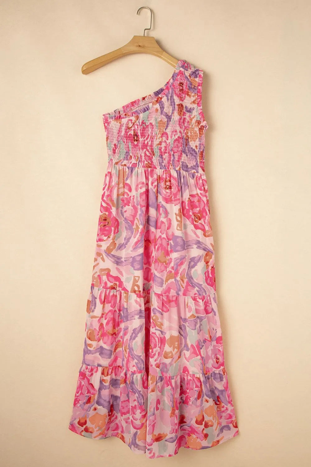 Persephone Floral Print Shirred One Shoulder Maxi Dress — view 6