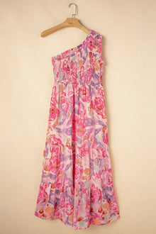 Persephone Floral Print Shirred One Shoulder Maxi Dress — thumbnail 6