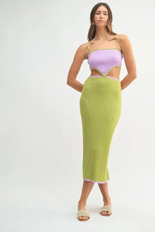 Kali Ribbed Knit Color Block Cutout Midi Dress — thumbnail 2