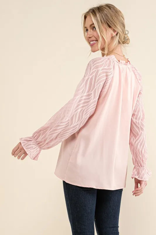 Hathor Textured Sleeve Blouse styled in the studio