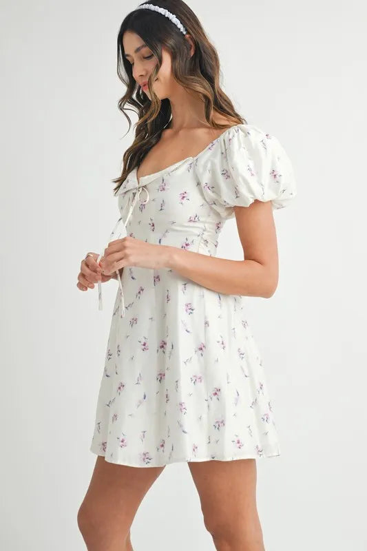 Persephone Floral Puff Sleeve Mini Dress — view 6