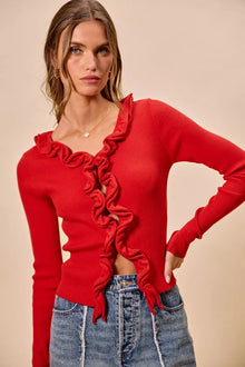 Pele Cascade Ruffle Ribbed Sweater Cardgian — thumbnail 13