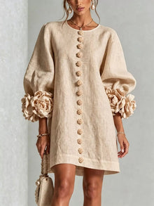 Olwen 3D Floral 3/4 Sleeve Mini Dress — thumbnail 11