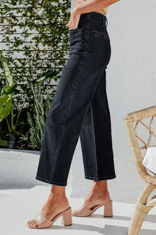 Lakshmi Button Fly Cropped Wide Leg Jeans — thumbnail 10