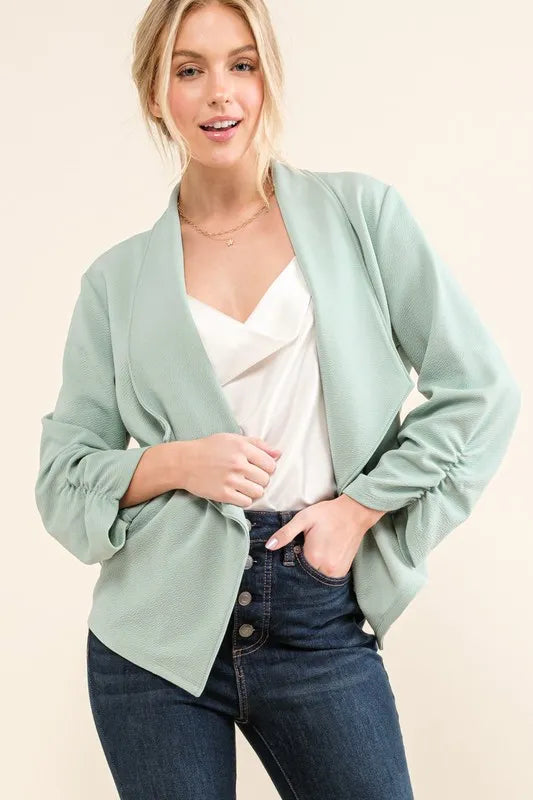 Juno Stretch Non-Wrinkled Basic Open-Front Blazer — view 1