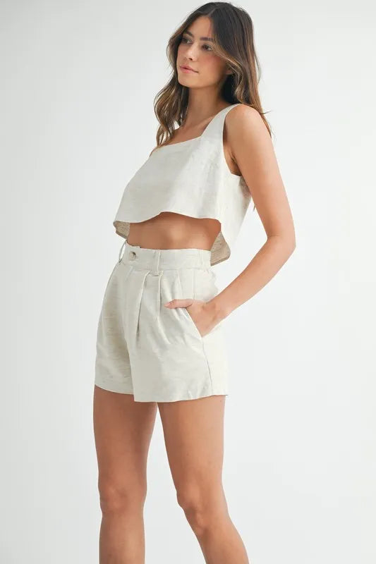 Eir Sleeveless Crop Top and Shorts Set styled in the studio