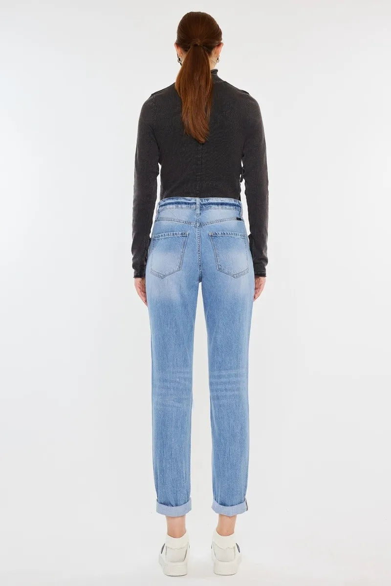 Pele High Rise Distressed Mom Jeans — view 8