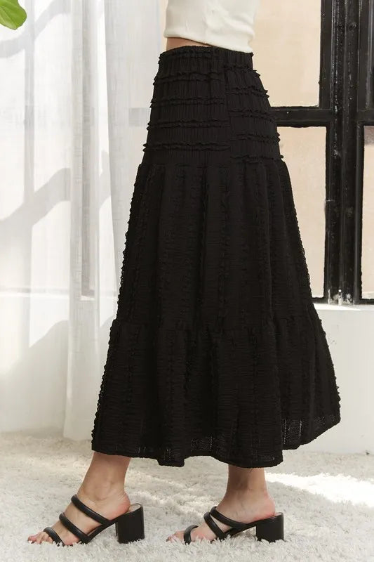 Nyx Elastic Waistband Tiered Midi Skirt — view 2