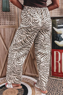 Iris Multicolour Western Print Zebra Pattern Elastic Waist Pocket Pants — thumbnail 5
