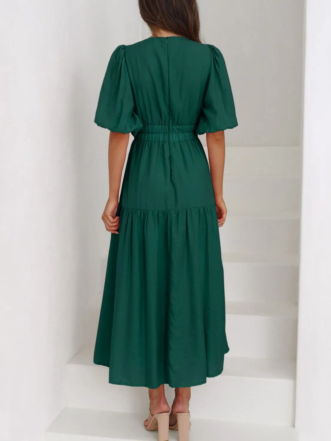 Persephone V-Neck Puff Sleeve Midi Dress — view 24