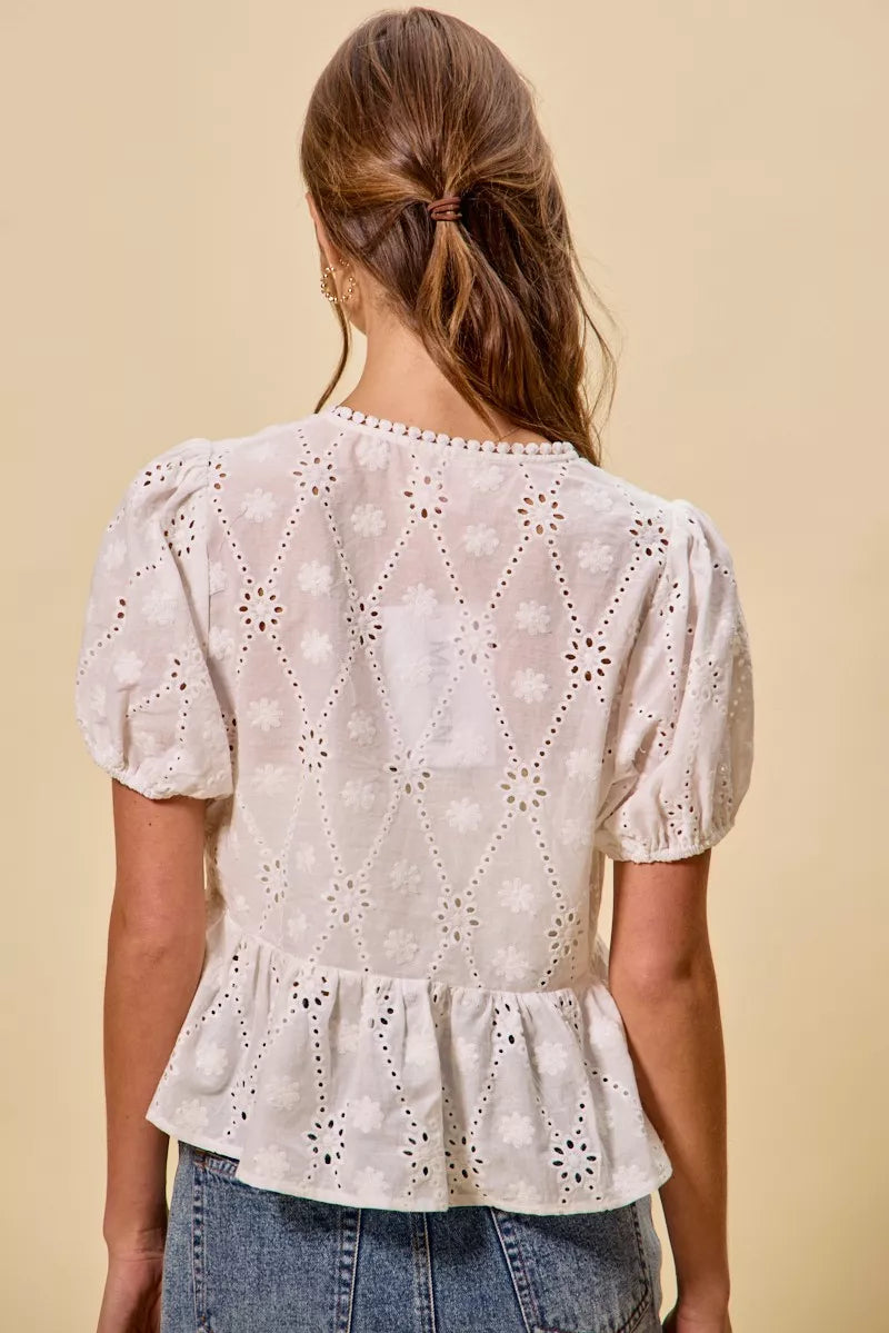 Brigid Eyelet Front Tie Blouse — view 22
