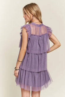 Aphrodite Layered Ruffled Cap Sleeve Mesh Dress — thumbnail 3