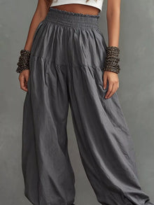 Bastet Smocked Ruffle Hem Wide Leg Pants — thumbnail 12