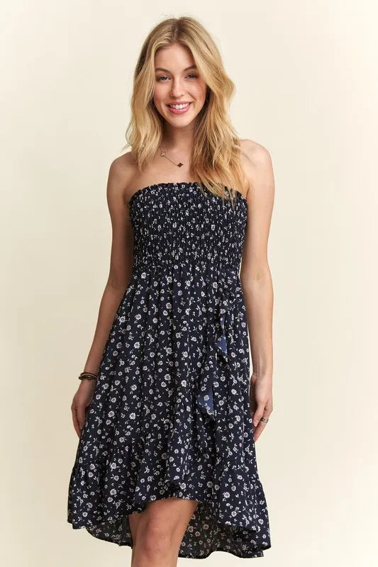 Persephone Smocked Floral Tube Dress with Pockets — view 5