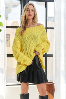 Vesta Cable Knit Off Shoulder Sweater — thumbnail 2