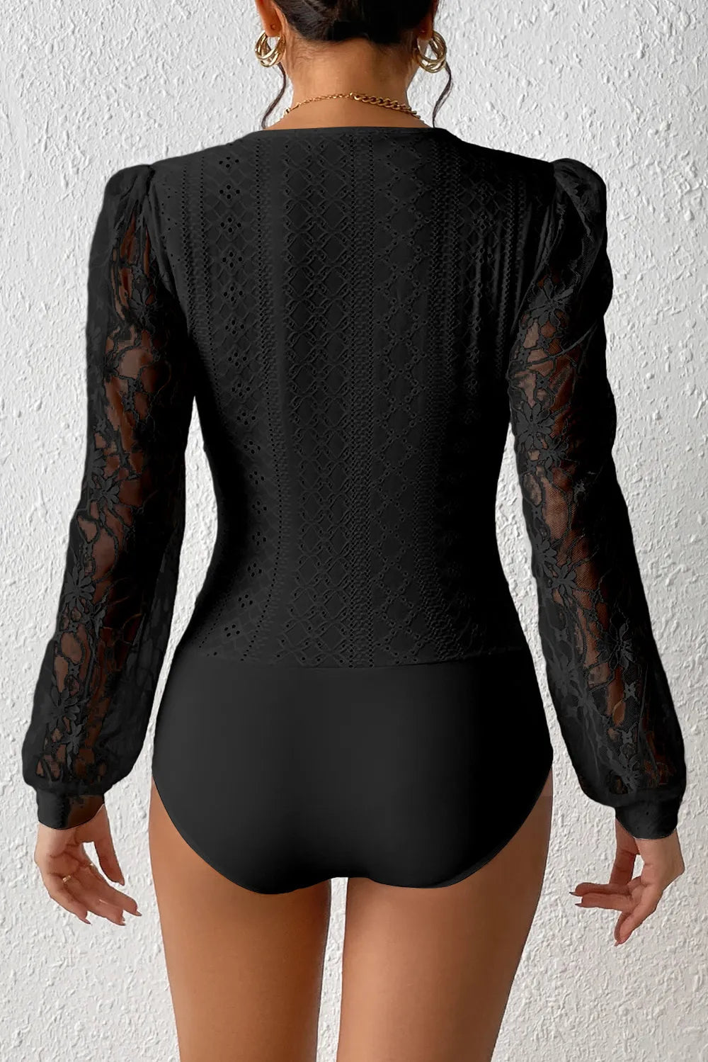 Brigid Eyelet Lace Long Sleeve Bodysuit — view 18