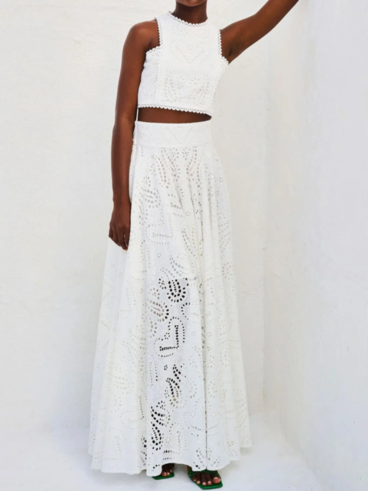 Aphrodite Eyelet Lace Top and Maxi Skirt Set — view 12