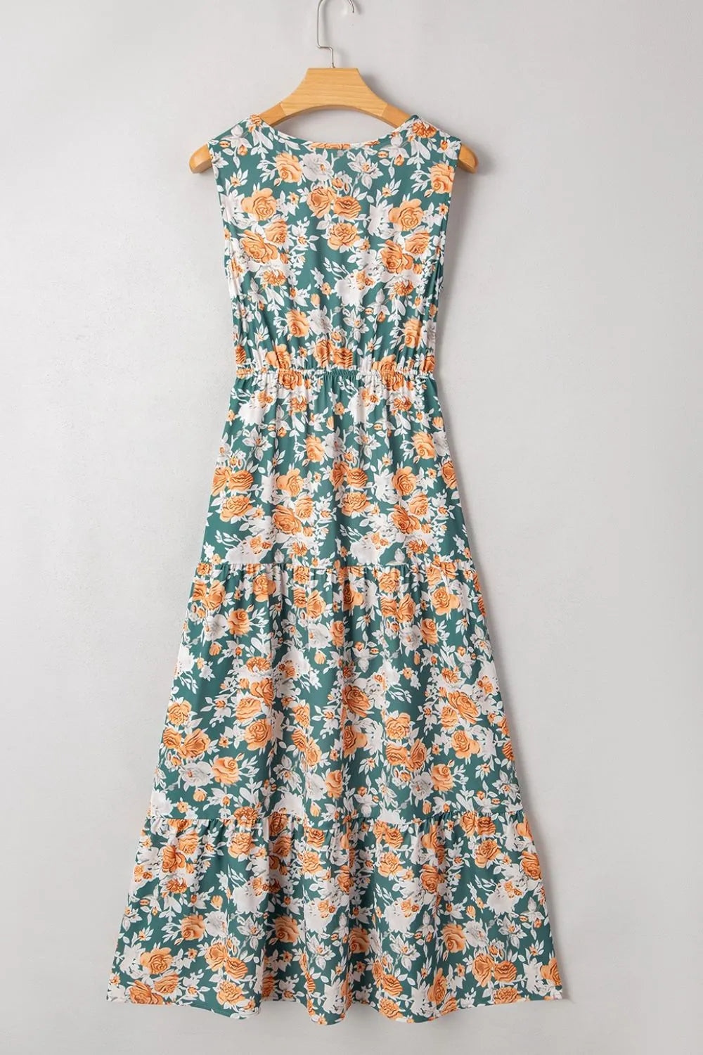 Persephone Floral Print Trimmed V Neck Tie Waist Sleeveless Dress — view 8