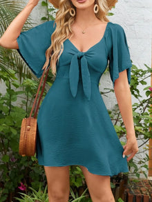 Aurora Smocked Back Knotted Flutter Sleeve Dress — thumbnail 20