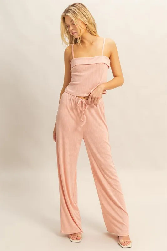 Vesta Rib Knit Cami Top and Pants Set — view 1
