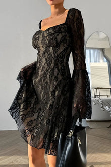 Hecate Lace Sweetheart Neck Flare Sleeve Mini Dress — thumbnail 4