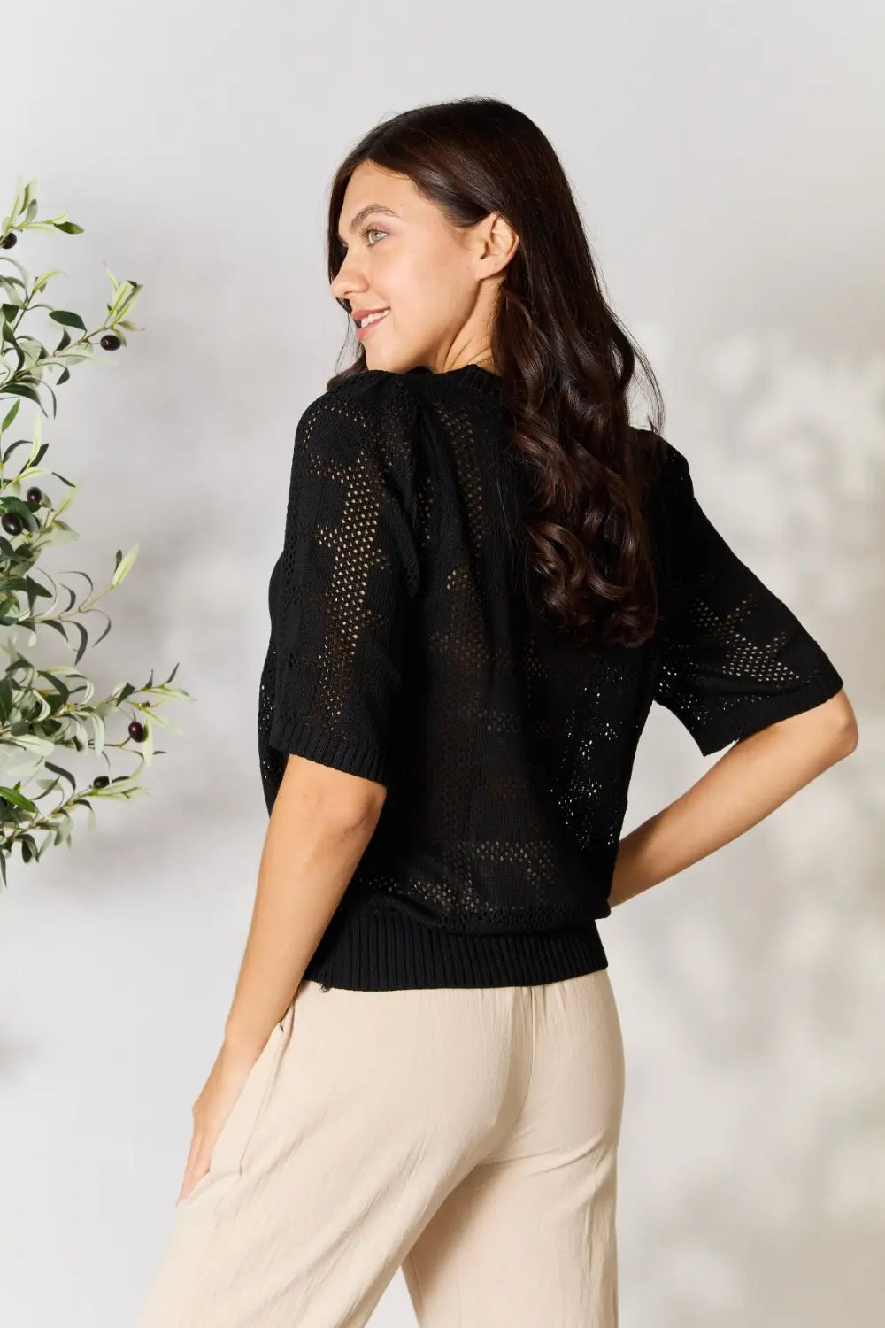 Gaia Ribbed Trim Knit Top — view 2