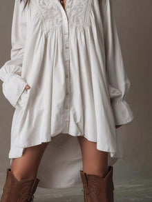 Selene Embroidered High-Low Shirt Dress — thumbnail 4