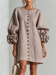 Olwen 3D Floral 3/4 Sleeve Mini Dress — thumbnail 7