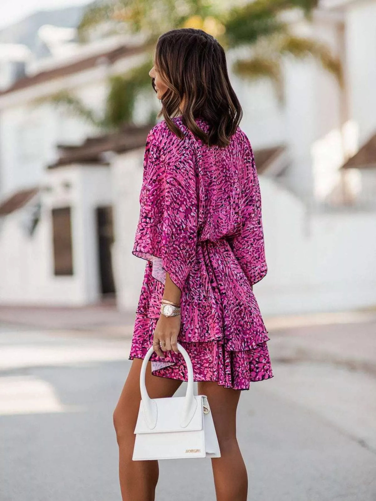 Pele Layered Printed Surplice Mini Dress — view 8