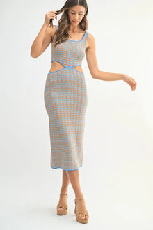 Iris Multi Color Chevron Knit Bodycon Midi Dress — thumbnail 1